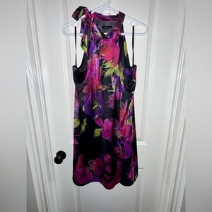 ✨ RW&CO Floral Tie-Neck Dress – Size XL – Vibrant Statement Piece
